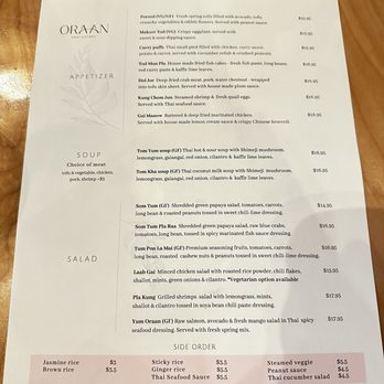 Oraan Thai Eatery - Menu - Thai Near Me - San Francisco, California Oraan Thai Eatery - Menu - Thai Near Me - San Francisco, California