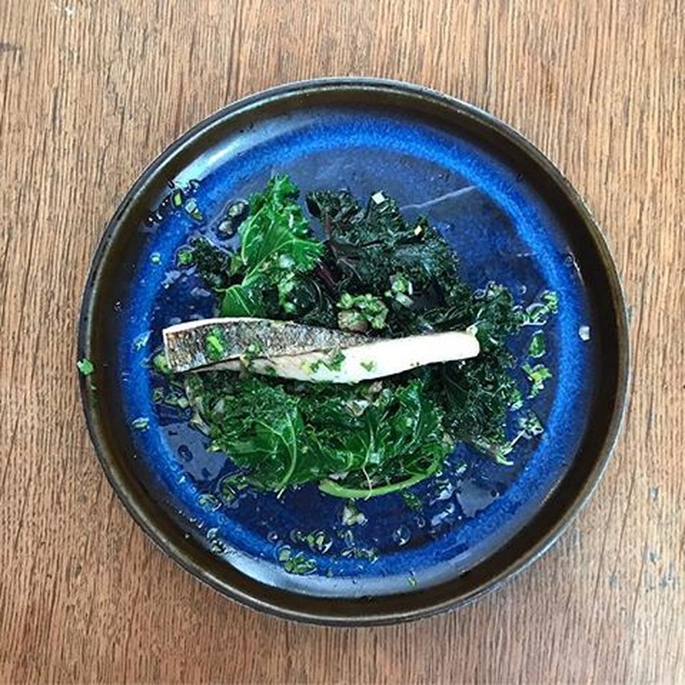 Manfreds - Half-eaten (oops) garfish and kale - Scandinavian Near Me - København N, 84 Manfreds - Half-eaten (oops) garfish and kale - Scandinavian Near Me - København N, 84