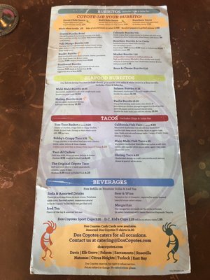 Menu photo 1 Dos Coyotes Border Cafe Sacramento, CA