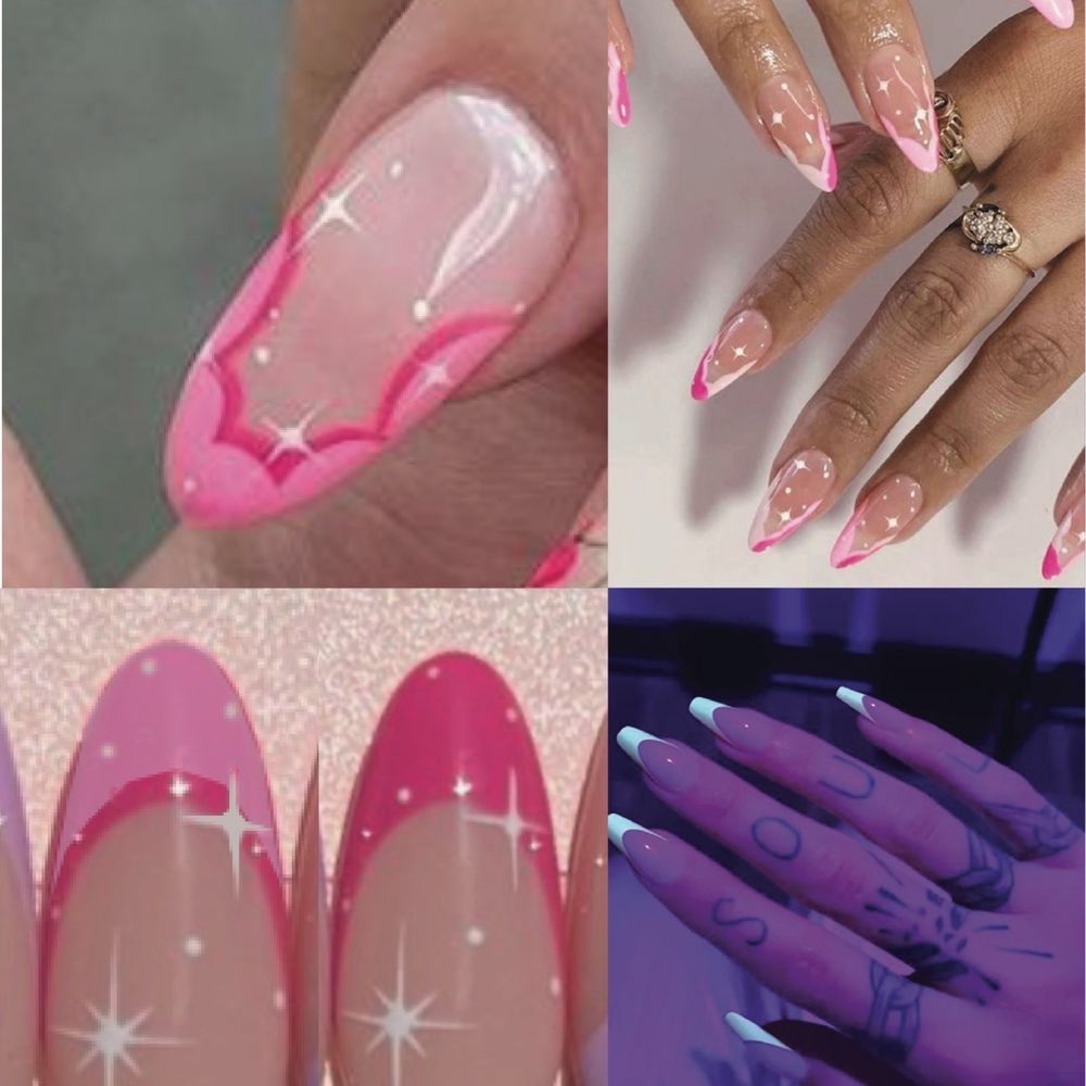 The nail art I was hoping for was bottom left. Came in w this mood board and she couldn't even draw the stars, looked like snowflakes. The nail art I was hoping for was bottom left. Came in w this mood board and she couldn't even draw the stars, looked like snowflakes.