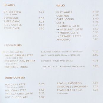 Holos Coffee - Menu as of 7/2/2023 - Coffee & Tea Near Me - Artesia, California