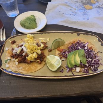 Z South - Grilled Shrimp Taco- Marinated shrimp, red cabbage, avocado, chipotle dressing, pico de gallo. Pork Al Pastor Taco- White onion, pineapple. - Mexican Near Me - Bonsall, California Z South - Grilled Shrimp Taco- Marinated shrimp, red cabbage, avocado, chipotle dressing, pico de gallo. Pork Al Pastor Taco- White onion, pineapple. - Mexican Near Me - Bonsall, California