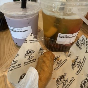 Teasync - Fruit basket, Taro milk tea with Boba, Singapore puff - Bubble Tea Near Me - San Juan Capistrano, California