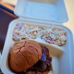 Jonah Bees BBQ - BBQ chicken sandwich and coleslaw - was excellent! The coleslaw is more on the vinegar side and lightly sweet - we loved it