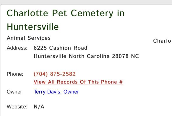 charlotte pet cemetery & crematory