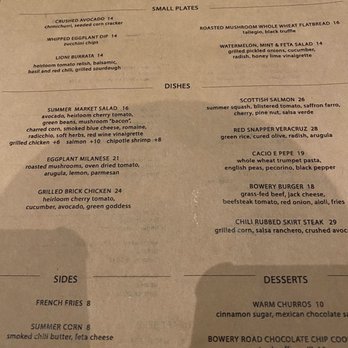 Bowery Road - Menu - New American Near Me - New York, New York