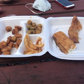 Riverview Cafe - What's left of the fried fish platter, nice outdoor area. - Seafood Near Me - Sneads Ferry, North Carolina Riverview Cafe - What's left of the fried fish platter, nice outdoor area. - Seafood Near Me - Sneads Ferry, North Carolina