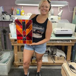 Sam Simms Stained Glass Accessories - Happy students with finished projects