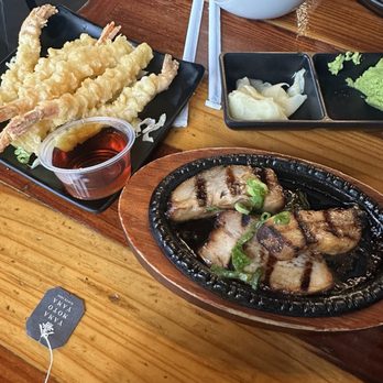Namba Sushi - Green tea, shrimp tempura, and Grilled Pork Belly. - Japanese Near Me - North Las Vegas, Nevada