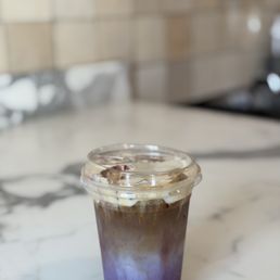 Iced Blueberry Vanilla Bean Float Latte (~$9)