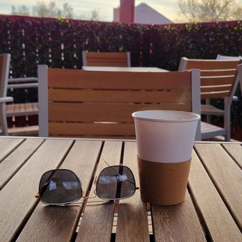 Drinkle Coffee - Having an Americano on the deck. - Coffee & Tea Near Me - Austin, Texas