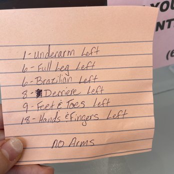 LaserAway - This is one of the post it notes they gave me. I never even bought hands and fingers.... This is an example of their "records" - Medical Spas Near Me - Mountain View, California