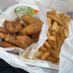 7 Star Wings - 10 piece honey garlic wings and fries