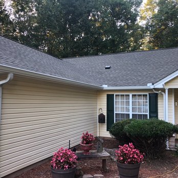 Atlanta Home Services - New 6in seamless gutters to complement a free roof with 50 year HD architectural shingles - Roofing Near Me - Dacula, Georgia Atlanta Home Services - New 6in seamless gutters to complement a free roof with 50 year HD architectural shingles - Roofing Near Me - Dacula, Georgia