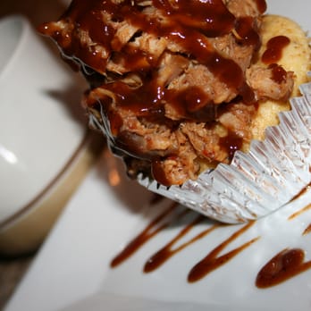 Simone B Catering - Original Bar~B~Cake: Savory Buttermilk Cupcake topped with slow roasted pulled pork, doused in our Homemade BBQ sauce. #bomb.com - Caterers Near Me Simone B Catering - Original Bar~B~Cake: Savory Buttermilk Cupcake topped with slow roasted pulled pork, doused in our Homemade BBQ sauce. #bomb.com - Caterers Near Me