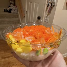 Build your own poke bowl with salmon