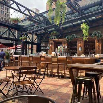 Refinery Rooftop - Bar area under retractable glass roof - Lounges Near Me - New York, New York Refinery Rooftop - Bar area under retractable glass roof - Lounges Near Me - New York, New York