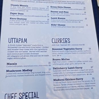 Paper Dosa - Menu Oct 2025 - Indian Near Me - Santa Fe, New Mexico