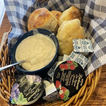 Cracker Barrel Old Country Store - Signature Homemade Buttermilk Biscuits and Sawmill Gravy - American Near Me - Mechanicsburg, Pennsylvania Cracker Barrel Old Country Store - Signature Homemade Buttermilk Biscuits and Sawmill Gravy - American Near Me - Mechanicsburg, Pennsylvania