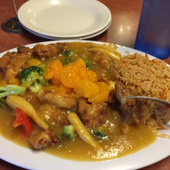 Desi Wok - Orange chicken with fried rice. - Indian Near Me - Tulsa, Oklahoma