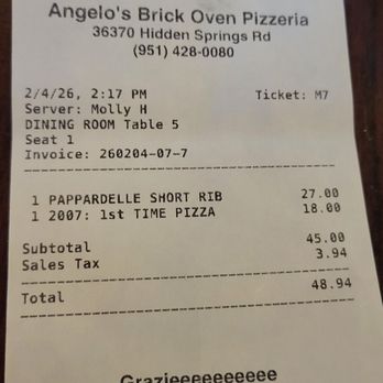 Angelos Brick Oven Pizzeria - First time here, Feb 2026. Loved our food! - Pizza Near Me - Wildomar, California Angelos Brick Oven Pizzeria - First time here, Feb 2026. Loved our food! - Pizza Near Me - Wildomar, California
