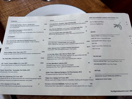 Menu photo 2 Brydge Restaurant Cambria, CA Menu photo 2 Brydge Restaurant Cambria, CA