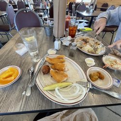 D’s Country Kitchen - About halfway through. The hush puppies were corn & jalapeño in them!