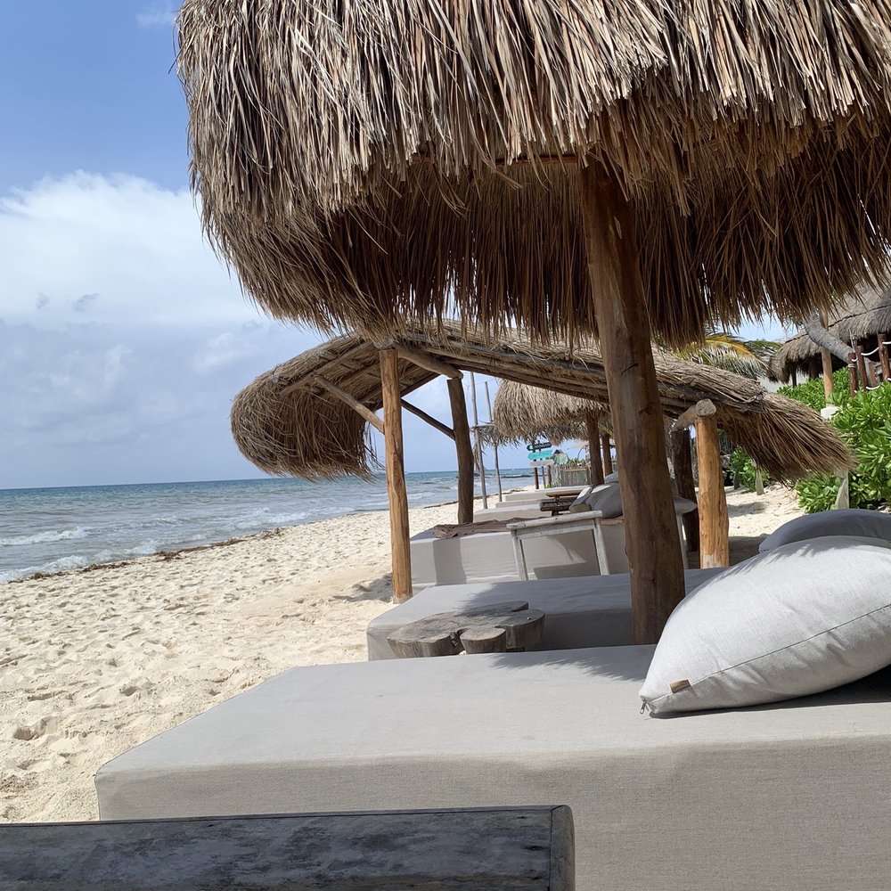 Petit Lafitte - This was our spot for the most of our stay. Beachfront beds with covered palapas. Heaven! - Hotels Near Me - Playa del Carmen, ROO