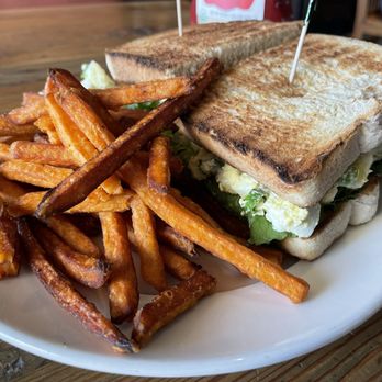 Flying Star Café - Egg salad sandwich $13.50 and side of sweet potato fries $1.00 - Cafes Near Me - Albuquerque, New Mexico