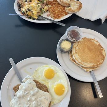 Fatso's Bar and Grill - Chicken fried steak and pancakes (bottom), scramble with hashbrowns and English muffin (top) - Bars Near Me - Olympia, Washington Fatso's Bar and Grill - Chicken fried steak and pancakes (bottom), scramble with hashbrowns and English muffin (top) - Bars Near Me - Olympia, Washington