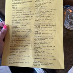 Drink menu Drink menu