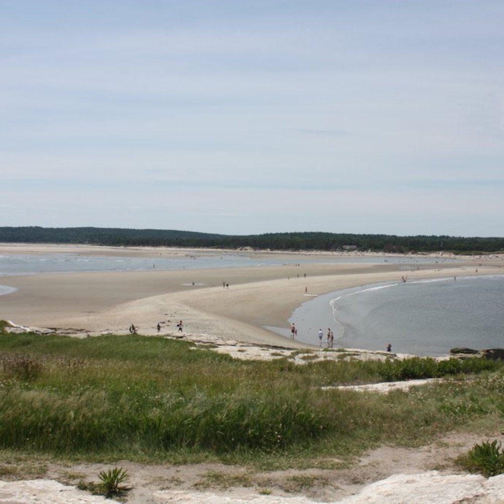 View from the big rock island thing, back onto the sandbar at low (going to high) tide. Gorgeous!