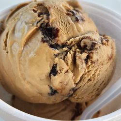 Papa Clyde's Ice Cream - Mocha fudge on top and underneath was chocolate almond fudge. Largest small I've ever seen;)