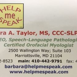 Help Me Speak - Contact information for Help Me Speak: 410-442-9791 office@helpmespeak.com