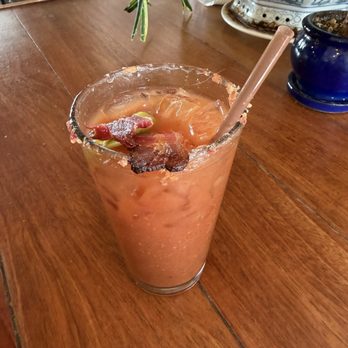 Smokey's Kitchen - Bloody Mary with bacon salt rim. Delish. - Barbeque Near Me - Truckee, California Smokey's Kitchen - Bloody Mary with bacon salt rim. Delish. - Barbeque Near Me - Truckee, California