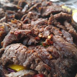 46 brothers Meat & Fish & grill - Detail of excellent spicy beef Shawarma