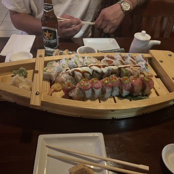 Hon Sushi - California Roll, Spicy Tuna Roll, Ichi Roll (special tempura roll) & Yellowtail with jalapeño & ponzu. - Sushi Bars Near Me - Carrollton, Texas
