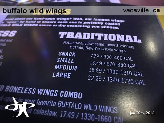 Menu photo 8 Buffalo Wild Wings Vacaville, CA