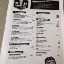 BBR Burger Bar des Remparts - La carte