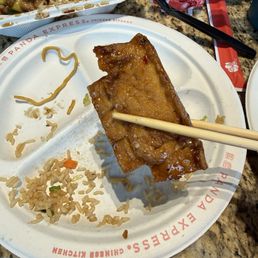 Too dry chow mien. Uncut tofu. For me.