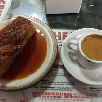 Latin Bohemia - Bread pudding and cuban espresso. - Latin American Near Me - Pompano Beach, Florida