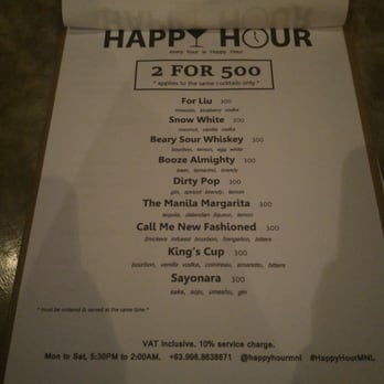 Happy Hour - Happy Hours' Happy Hour Menu - Lounges Near Me - Pasig, NCR