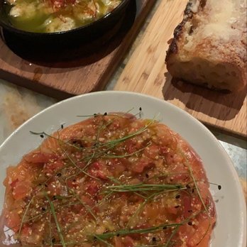 Rigo - Salmone marinato, ajillo, and garlic bread - Spanish Near Me - Honolulu, Hawaii
