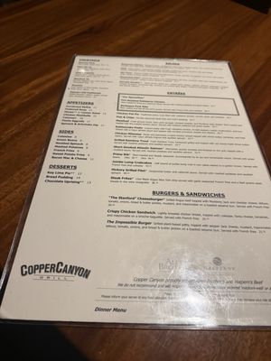 Menu photo 2 Copper Canyon Grill - Arundel Mills Hanover, MD Menu photo 2 Copper Canyon Grill - Arundel Mills Hanover, MD