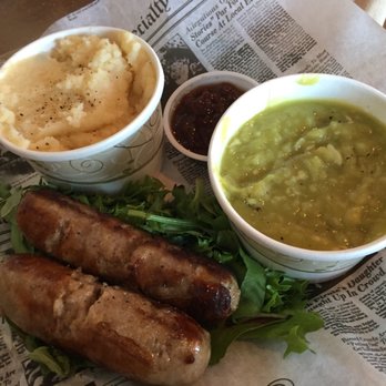 Go Brit! - Bangers and Mash w/fake potatoes. - Fish & Chips Near Me - Lewes, Delaware Go Brit! - Bangers and Mash w/fake potatoes. - Fish & Chips Near Me - Lewes, Delaware