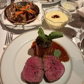 Le Coucou - Filet, mash potatoes, lamb chop and vegetables. - French Near Me - New York, New York