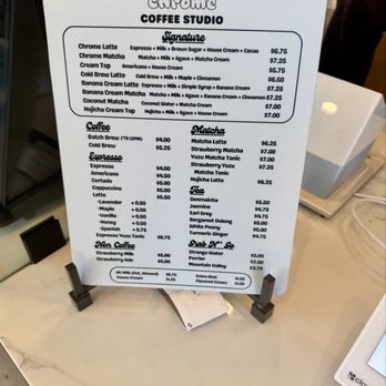 Chrome Coffee Studio - Menu as of April 2026 - Coffee & Tea Near Me - Torrance, California