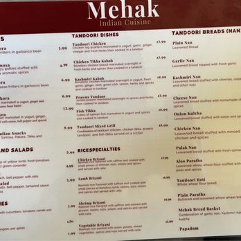 Mehak Indian Cuisine - Menu 6/2024 - Indian Near Me - Berkeley, California