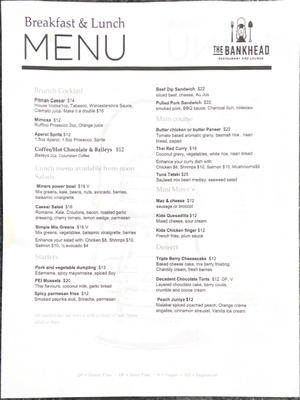 Menu photo 4 The Bankhead Canmore, AB