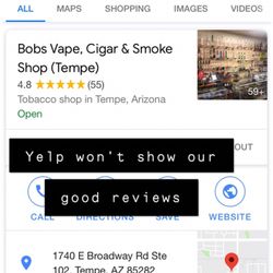 Bobs Vape and Smoke Shop - YELP HAS BEEN TAKING ALL OF OUR GOOD REVIEWS OFF
